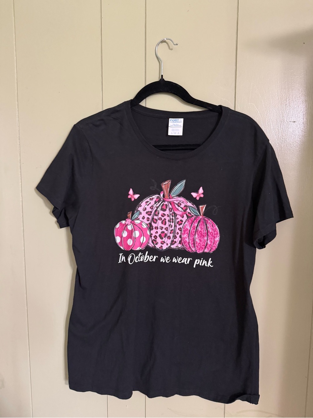 Women’s Short Sleeve Tee - Black with Pink Pumpkin Graphic